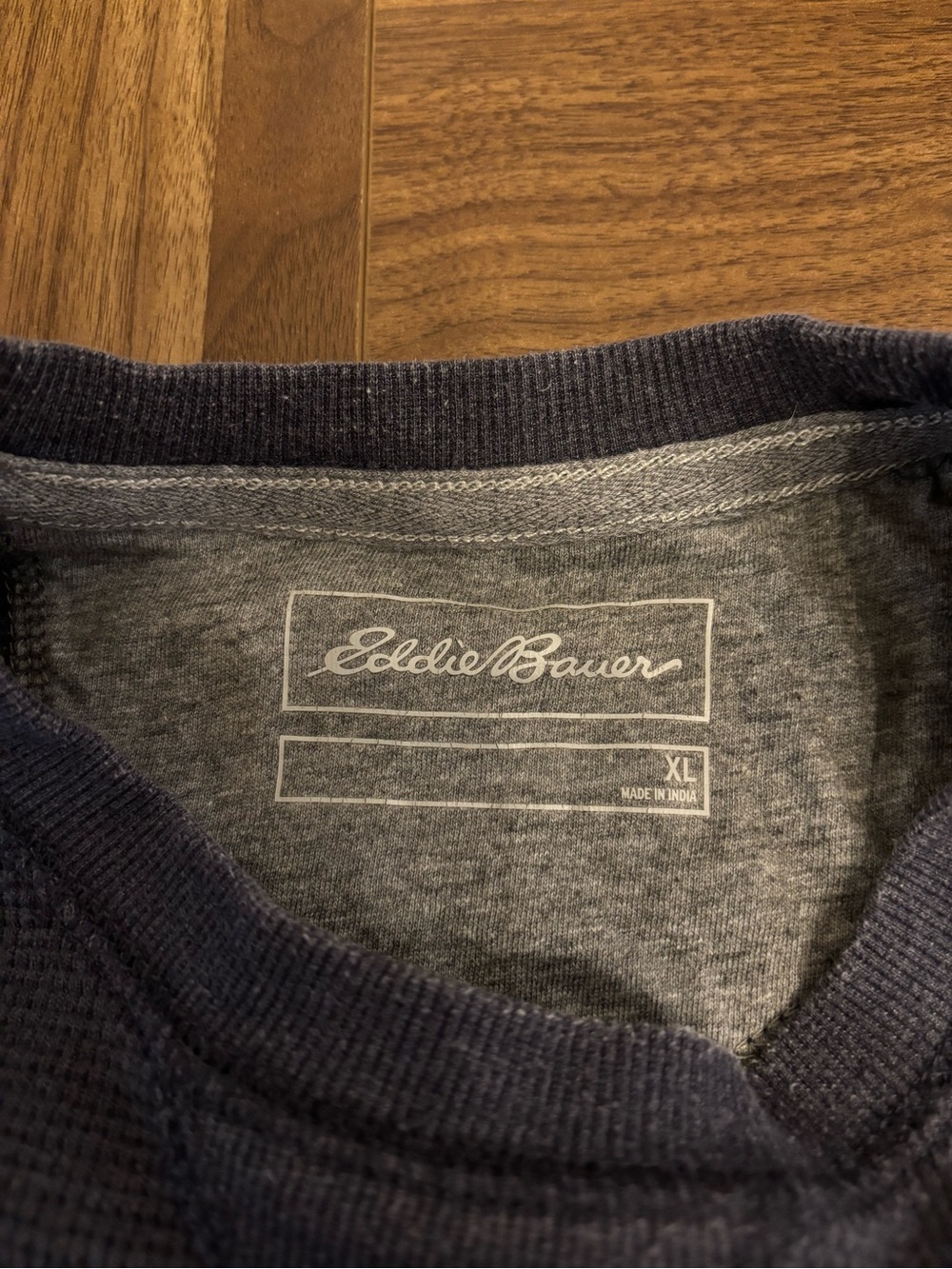 Eddie Bauer Men's Waffle Knit Crew Neck Pullover Sweatshirt Blue XL - Picture 7 of 12